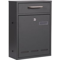 Briefkasten anthrazit V53 Postkasten mit Namensschild, Sichtfenstern und 2 Schlüsseln als Wandbriefkasten oder Standbriefkasten - Wiltec von WILTEC