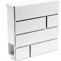 Wiltec - Designer Briefkasten V15 weiß 370 x 105 x 370 mm, Wandbriefkasten mit Schloss und Zeitungsrolle, Postkasten aus pulverbeschichtetem Stahl von WILTEC