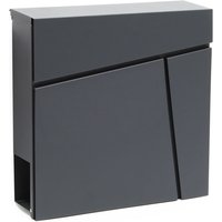 Wiltec - Designer Briefkasten V23 anthrazit 370 x 105 x 370 mm, Wandbriefkasten mit Schloss und Zeitungsrolle, Postkasten aus pulverbeschichtetem von WILTEC