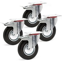 Wiltec - Doppelstopp-Lenkrolle Set 4 x Vollgummirad Transportrolle 125 mm mit Feststellbremse, 100 kg pro Rad von WILTEC