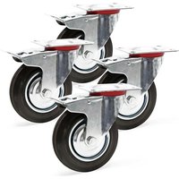 Wiltec - Doppelstopp-Lenkrolle Set 4 x Vollgummirad Transportrolle 160 mm mit Feststellbremse, 130 kg pro Rad von WILTEC