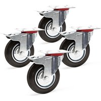 Wiltec - Doppelstopp-Lenkrolle Set 4 x Vollgummirad Transportrolle 200 mm mit Feststellbremse, 150 kg pro Rad von WILTEC