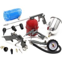 Druckluftset 13-teilig mit 4 Druckluftpistolen, Düsen und 5m Spiralschlauch Druckluftwerkzeug von WILTEC