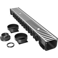 Wiltec - Entwässerungsrinne 1m Abdeckrost 1,5t verzinkt Ablaufrinne Abwasserrinne Abwasser von WILTEC