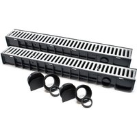 Wiltec - Entwässerungsrinne 2x1m Abdeckrost 1,5t verzinkt Ablaufrinne Abwasserrinne Abwasser von WILTEC