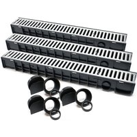 Wiltec - Entwässerungsrinne 3x1m Abdeckrost 1,5t verzinkt Ablaufrinne Abwasserrinne Abwasser von WILTEC