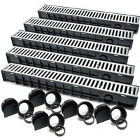 Wiltec - Entwässerungsrinne 5x1m Abdeckrost 1,5t verzinkt Ablaufrinne Abwasserrinne Abwasser Wiltec - Entwässerungsrinne 5x1m Abdeckrost 1,5t verzinkt Ablaufrinne Abwasserrinne Abwasser von WILTEC