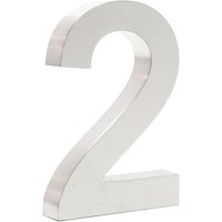 Wiltec - Hausnummer 2 silberfarbene Edelstahl Hausnummer in modernem 3D-Design, Höhe 20 cm, Schrift Arial, rostfrei und witterungsbeständig, mit Wiltec - Hausnummer 2 silberfarbene Edelstahl Hausnummer in modernem 3D-Design, Höhe 20 cm, Schrift Arial, rostfrei und witterungsbeständig, mit von WILTEC