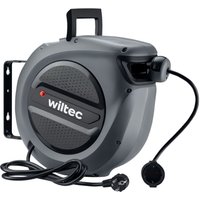 Wiltec Kabeltrommel 15 m + 1,5 m, automatischer Kabelaufroller 1500-3200 W, Verlängerungskabel Trommel 180° Halterung, robuste Kabel Trommel von WILTEC