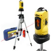 Kreuzlinienlaser selbstnivellierend mit Stativ 1,2 m, ±0,5 mm/m genau, Rotationslaser zum Vermessen von Winkeln und Flächen, Nivelliergerät - Wiltec Kreuzlinienlaser selbstnivellierend mit Stativ 1,2 m, ±0,5 mm/m genau, Rotationslaser zum Vermessen von Winkeln und Flächen, Nivelliergerät - Wiltec von WILTEC