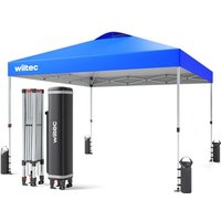 Wiltec Pop Up Pavillon 3 x 3 m blau mit Rädern, Faltpavillon mit „One Push“-Technologie und Gewichtstaschen, Gartenpavillon mit verstellbaren Beinen Wiltec Pop Up Pavillon 3 x 3 m blau mit Rädern, Faltpavillon mit „One Push“-Technologie und Gewichtstaschen, Gartenpavillon mit verstellbaren Beinen von WILTEC
