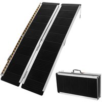 Wiltec Rollstuhlrampe doppelt faltbar 183cm 270kg, mobile Auffahrschiene mit rutschfester Oberfläche als Rollirampe, Aluminium Kofferrampe von WILTEC