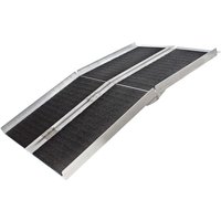 Rollstuhlrampe doppelt faltbar 244cm 270kg, mobile Auffahrschiene mit rutschfester Oberfläche als Rollirampe, Aluminium Kofferrampe - Wiltec von WILTEC