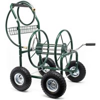 Wiltec Schlauchwagen ohne Schlauch, Schlauchaufroller für 5/8" (16 mm) Gartenschlauch bis 76 m, mit Reifen Ø 25cm Gartenschlauchwagen, von WILTEC