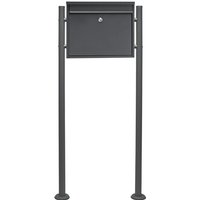 Wiltec Set Briefkasten V13 schwarz 360 x 105 x 315 mm mit Ständer, Wandbriefkasten mit Schloss und Klappe, Postkasten aus Stahl pulverbeschichtet von WILTEC