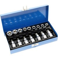 Wiltec - Stecknuss Set 16-teilig mit 1/2' Antriebsprofil aus CV-Stahl in einer Metallbox Außensechsrund Stecknüsse Nusssatz von WILTEC