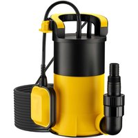Wiltec Tauchpumpe mit Schwimmer 400 W, flachabsaugende Pumpe bis 1 mm, Tiefbrunnenpumpe 5 m Förderhöhe und 7 m Tiefe, Flachsaugerpumpe für Klarwasser von WILTEC