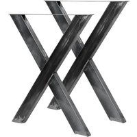 Wiltec Tischbeine 2er Set aus lackiertem Stahl klarlackbeschichtet im X-Profil 72x60cm Tischkufen Tischgestell Tischuntergestell in X Form von WILTEC