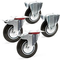 Wiltec - Transportrolle Set 160 mm 2 x Doppelstopp-Lenkrolle u. 2 x Bockrolle mit Vollgummirad 130 kg pro Rad von WILTEC