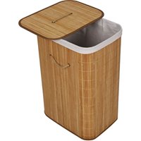 Wäschebox 72L natur Wäschekorb mit Deckel Bambus faltbare Wäschebox mit Tragegriffen zum Sortieren von Schmutzwäsche - Wiltec von WILTEC
