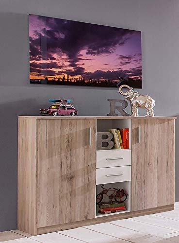 Wimex Joker Highboard inklusiv Soft-Close, Holzdekor, San Remo-Eiche/weiß, 41 x 124 x 105 cm von WIMEX