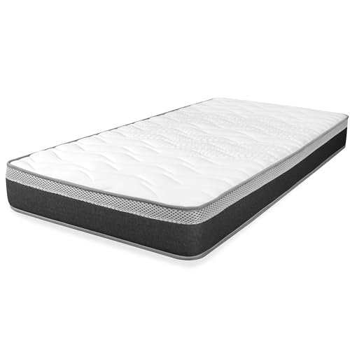 WIN REST Federkernmatratze, 80 x 180 cm, für kleines Einzelbett, mittlere Festigkeit, Höhe 20 cm, verstärkter Taschenfederkern, profilierter Schaumstoff, milbendicht und hypoallergen, Young Spring von WIN REST