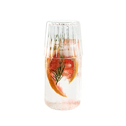 WINARA Nachttisch-Wasserkaraffe und Glas-Set, Wasserkaraffe mit Glasbecher für Nachttisch, Nachttisch, Wasserkaraffe mit Becher, Reliefglaskrug und Tasse für die Nacht, 590 ml von WINARA