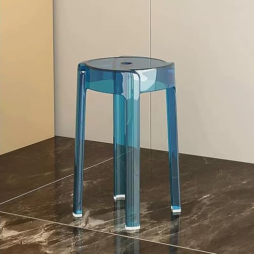 WInara Transparent Barhocker 46cm, Stapelbar Hocker,Thekenhocker Ersatz, Acryl hocker for Küche Bistro Café Theke Wohnzimmer (Color : Blue) von WINARA