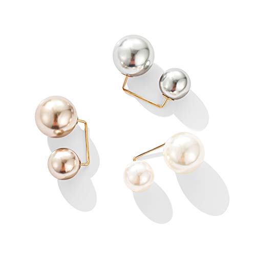 WINBST 3Pcs Artificial Pearl Brooch Fashion Doppelköpfige Pearl Looper Cardigan Brosche Pin von WINBST