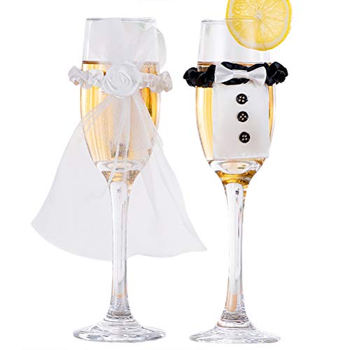 WINBST Champagne Glass Wedding Champagne Glass Ropa decorativa Set de 2 novios Champagne Glass Deco Pareja nupcial von WINBST