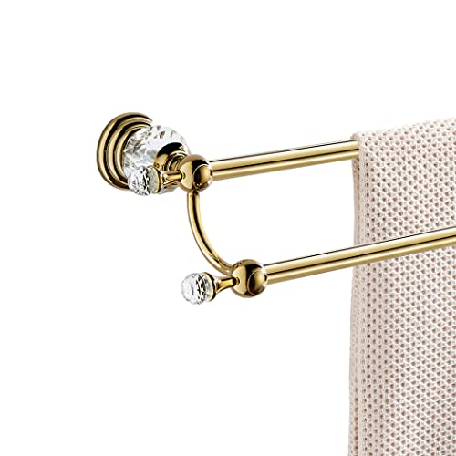 WINCASE Handtuchhalter aus Kristall, doppelt, verstellbar, goldfarben, 45,7 bis 76,2 cm, Handtuchhalter für Badezimmer, Wandmontage von WINCASE