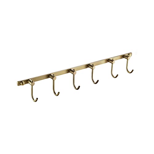 WINCASE Wand montiert Messing antik gebürstet Bronze Reihe Haken mit 3 Heavy Duty Europäischen klassischen Serie alle Kupfer Antik Rustikal klein von Fell Handtuch Rack Halter 6 Hooks von WINCASE
