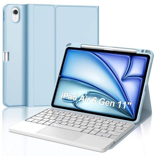 Tastatur für iPad Air 11 M3 2025/M2 2024 mit Touchpad, abnehmbare Bluetooth-Schutzhülle mit Tastatur für iPad Air 6 Generation 11 Zoll 2025/2024, Italienisches Keyboard mit Stifthalter, Hellblau von WINCHKING