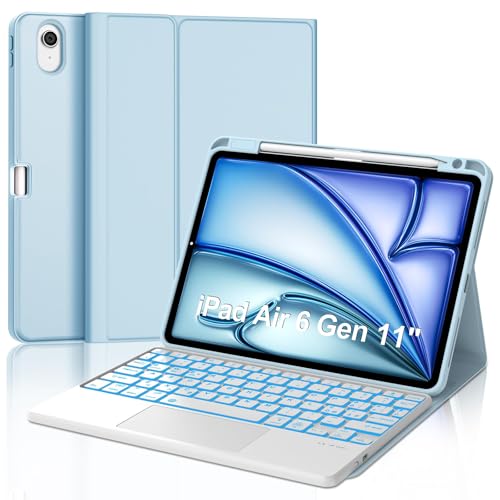 WINCHKING Tastatur für iPad Air 11 M3 2025/M2 2024 mit Touchpad, Bluetooth abnehmbar, Hintergrundbeleuchtung, Schutzhülle mit Tastatur für iPad Air 6 Generation 11 Zoll 2025/2024, Italienische von WINCHKING
