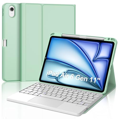Tastatur für iPad Air 11 Zoll 2024 (M2), Schutzhülle mit Tastatur für iPad Air 6 Generation Touchpad, magnetische abnehmbare Bluetooth-Tastatur QWERTY Italienisch für iPad Air 11 Zoll 2024, Hellgrün von WINCHKING