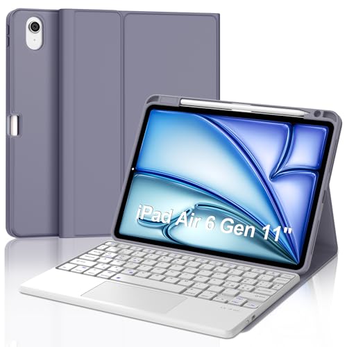 Tastatur für iPad Air 11 M3 2025/M2 2024 mit Touchpad, abnehmbare Bluetooth-Schutzhülle mit Tastatur für iPad Air 6 Generation 11 Zoll 2025/2024, Italienisches Keyboard mit Stifthalter, Violett von WINCHKING