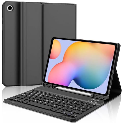 WINCHKING Hülle mit Tastatur Samsung Galaxy S6 Lite 10.4" (2024/2022/2020), Abnehmbare Kabellose QWERTZ Tastatur, QWERTZ Layout Tastatur, Schwarz von WINCHKING