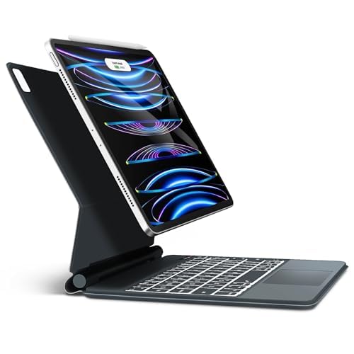 WINCHKING Magic Keyboard iPad Air 13 Zoll (M3/M2) 2025, Hülle mit Tastatur für iPad Pro 12,9 Zoll 6./5./4./3 Generation, Tastatur Beleuchtete Freischwebendes Standdesign QWERTZ Layout Schwarz von WINCHKING