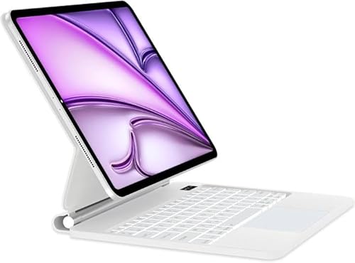 WINCHKING Tastatur für iPad Air 11 M2 2024 – Magic Keyboard für iPad Air 11 M2 2024, Trackpad Multi-Touch, AZERTY Hintergrundbeleuchtung 7 Farben, Weiß von WINCHKING