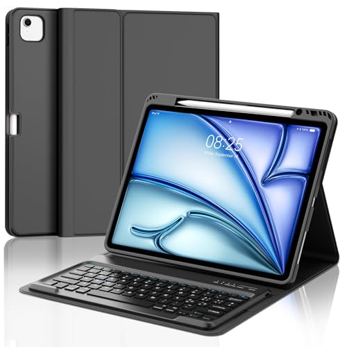 WINCHKING Tastatur für iPad Air 13 (M2 2024/M3 2025), Bluetooth, magnetisch, abnehmbar, Schutzhülle mit italienischer QWERTY-Tastatur für iPad Air 13 Zoll M3 2024/2025, Schwarz von WINCHKING