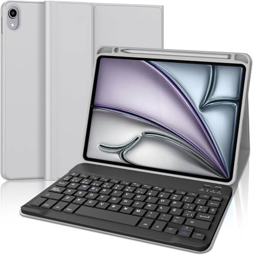 WINCHKING iPad Air 13 (M3) 2025 Hülle mit Tastatur, Bluetooth Tastatur für iPad Air 13 Zoll (M2) 2024, QWERTZ Layout (Grau) von WINCHKING