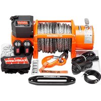 7.711 kg originale orangefarbene 24-V-Elektrowinde. 30 m x 13 mm Dyneema-Seil. Drahtlose Fernbedienungen. von WINCHMAX