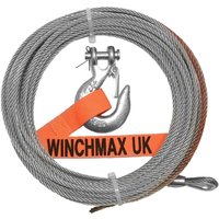 Winchmax - Drahtseil 15 m x 5 mm, Lochbefestigung. 1/4 Zoll Gabelkopfhaken. Für Winden bis 4.000 Pfund. von WINCHMAX