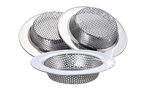 Abflusssieb Spüle, Küchenspüle Sieb, WINDALY Edelstahl Küchenspüle Sieb Abfluss Sieb Haarsieb Dusche, 110MM, 3 Stück von WINDALY