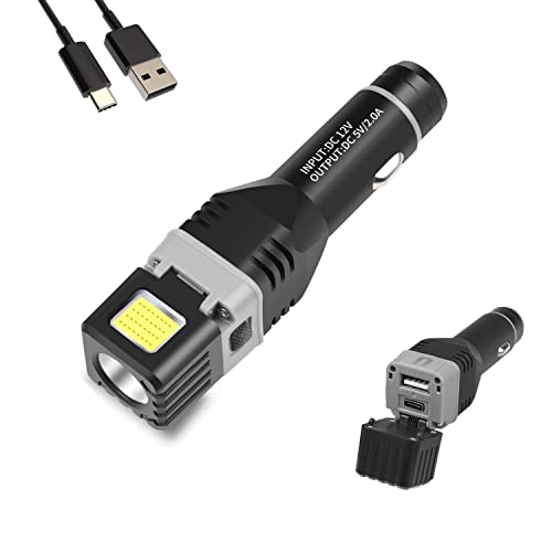 Auto LED Taschenlampe USB Wiederaufladbar, 3000 Lumen Super Hell Multifunktions COB Taschenlampe, 4 Modi Wasserdicht Kleine Auto Notfall LED Taschenlampe für Camping, Nacht Lesen, Stromausfall von WINDFIRE