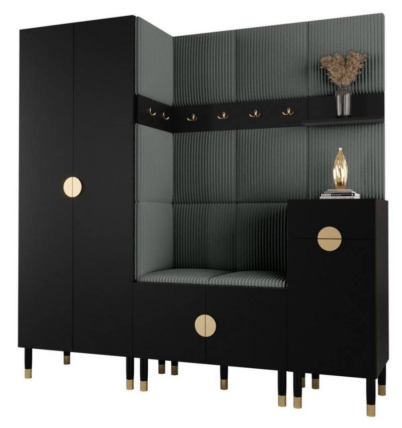 ABIKS MÖBEL Kompaktgarderobe PALERMO Set 1 Garderobe mit gepolsterten Paneelen, Industriell Design von ABIKS MÖBEL