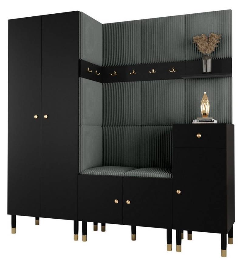ABIKS MÖBEL Kompaktgarderobe PALERMO Set 1 Garderobe mit gepolsterten Paneelen, Industriell Design von ABIKS MÖBEL