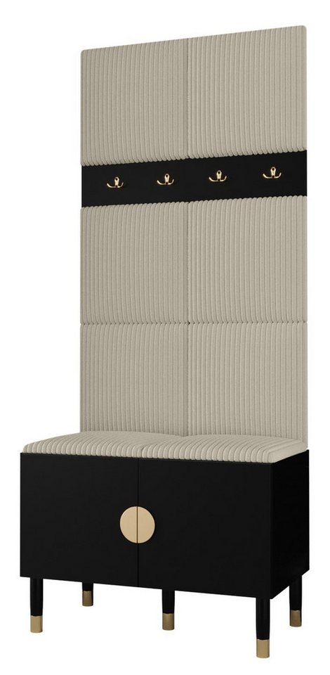 ABIKS MÖBEL Kompaktgarderobe PALERMO Set 4 Garderobe mit gepolsterten Paneelen, Industriell Design von ABIKS MÖBEL