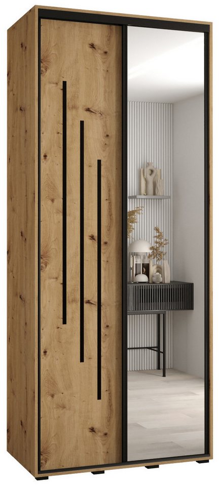 ABIKS MÖBEL Schwebetürenschrank Davos 9 Schlafzimmerschrank mit Spiegel, Kleiderstange und Regalen von ABIKS MÖBEL