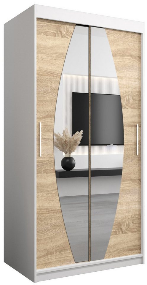 ABIKS MÖBEL Schwebetürenschrank ELYPSE Schlafzimmerschrank - mit Spiegel, Kleiderstange, Regalen von ABIKS MÖBEL